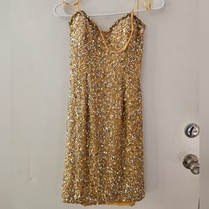 Scala Gold Sequin Mini Dress
